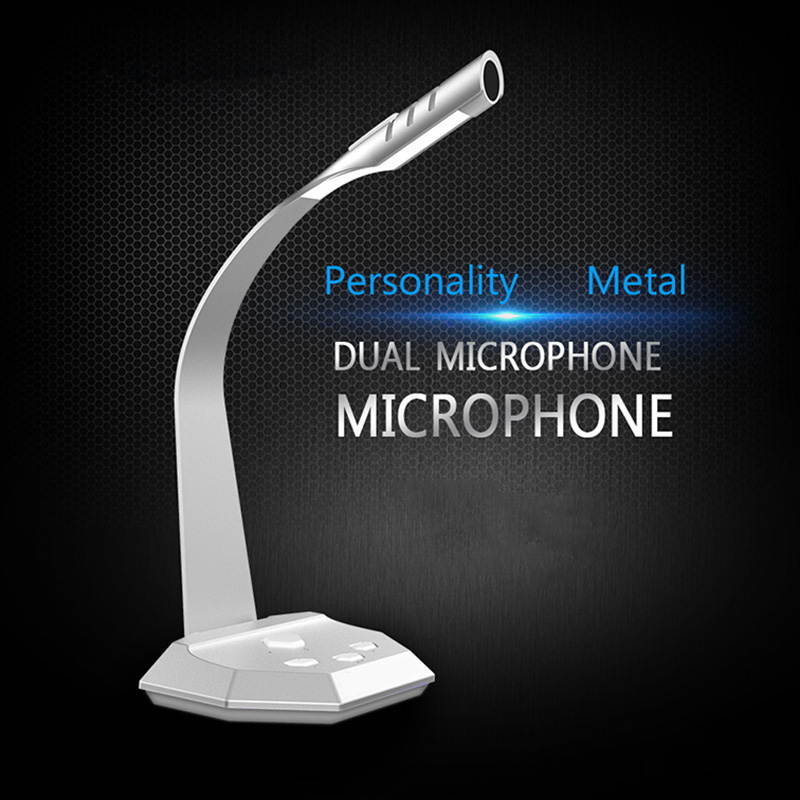 PC Gaming Microphone with Table Lamp 3.5mm Amplifier Desktop Microphone for Computer Smartphone