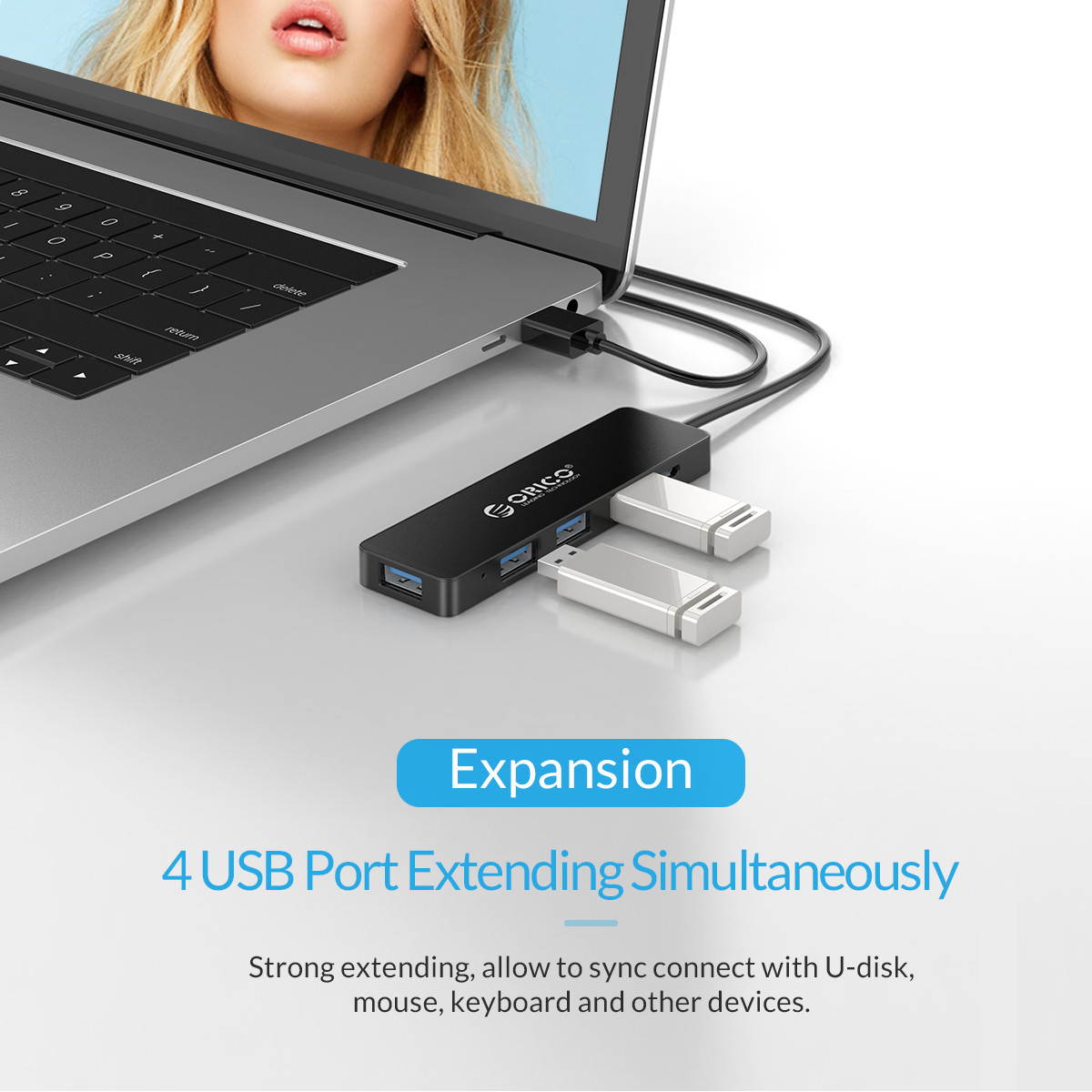USB HUB, ORICO 4 Port Portable USB2.0 HUB  High Speed USB Splitter Portable OTG Adapter For Computer Laptop Tablet Accessories