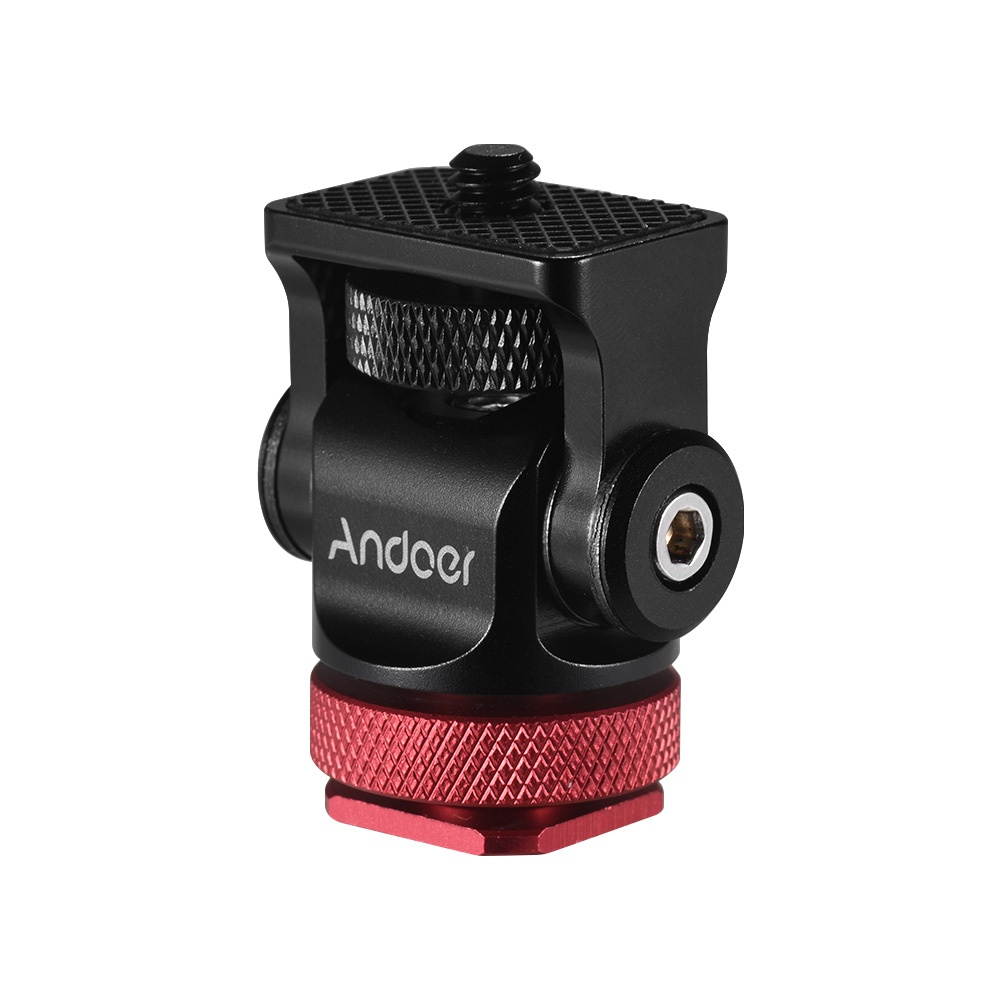 Andoer 180&deg; Rotary Mini Ball Head Ballhead Hot Flash Shoe Mount Adapter 1/4 Inch Screw with Wrench for DSLR Camera Microphone LED Video Light Monitor Tripod Monopod
