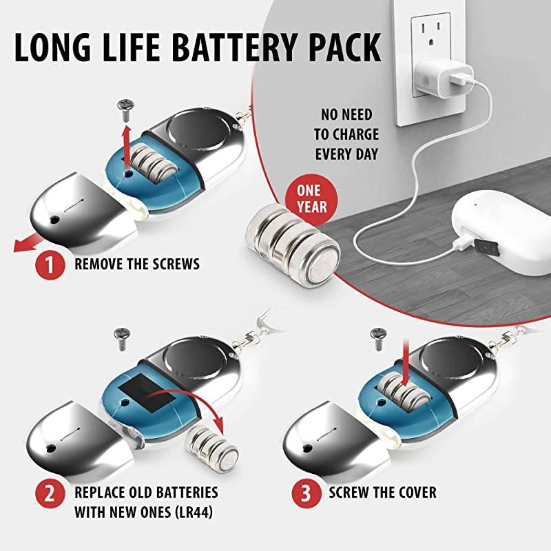 Keychain for Women Siren Song Self Security 2 LED Device for Personal Protection