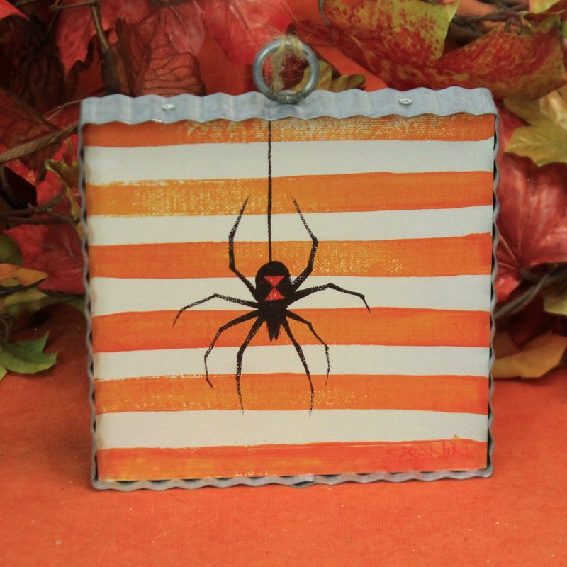 Halloween 6.0" Gallary Black Widow Art Spooky Creepy  -  Wall Sign Panels