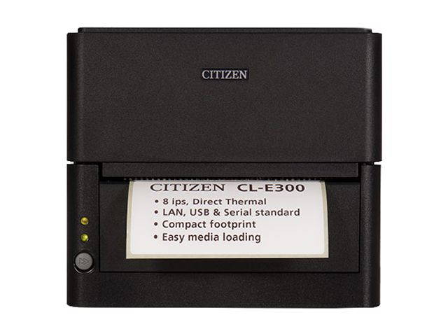 Citizen CL-E300XUBNNA CL-E300 Series Compact LAN-as-standard Direct Thermal Barcode and Label Printer &ndash; USB/LAN/Serial &ndash; Black