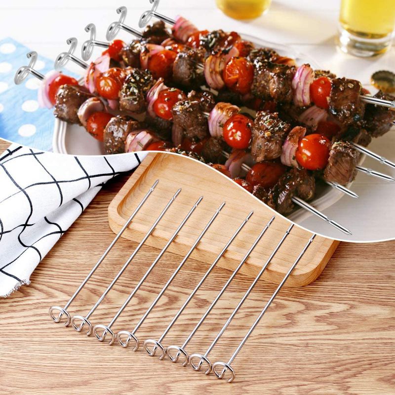 AIEVE 10 Pack Stainless Steel Grill Kebab Skewers, Barbecue Skewers Grill Accessories Cookware Compatible with Ninja Foodi Air Fryer AG300, AG300C, AG301, AG301C, AG302, AG400, IG301A