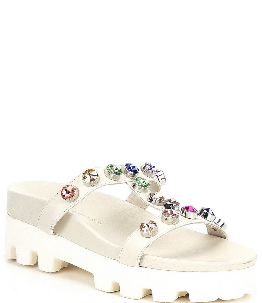 Kurt Geiger London Mabel Rainbow Jewel Embellished Platform Lug Sole Sandals