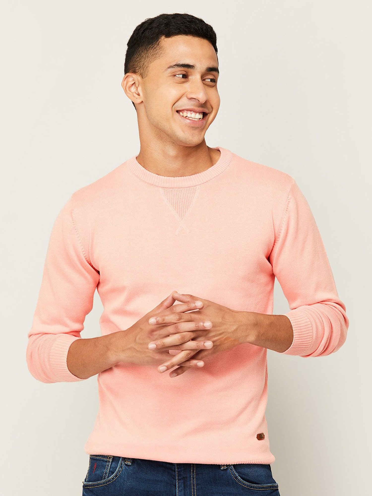 Fame Forever by Lifestyle Peach Cotton Regular Fit Sweater