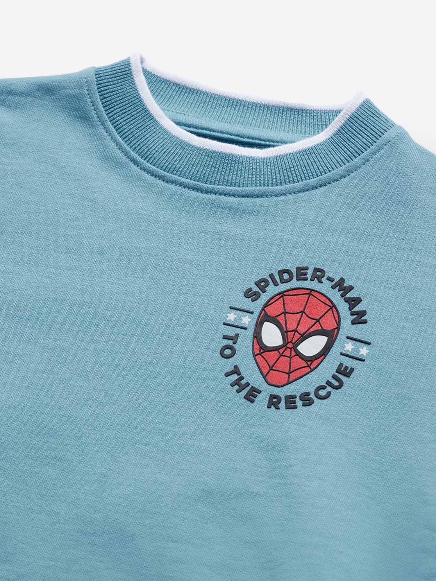 The Souled Store Kids Blue Cotton Printed Full Sleeves Spiderman Sweatshirt