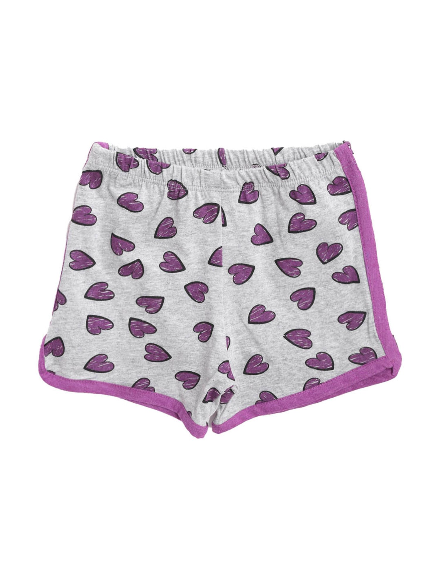 Lazy Shark Kids Purple & Grey Printed  Top with  Shorts