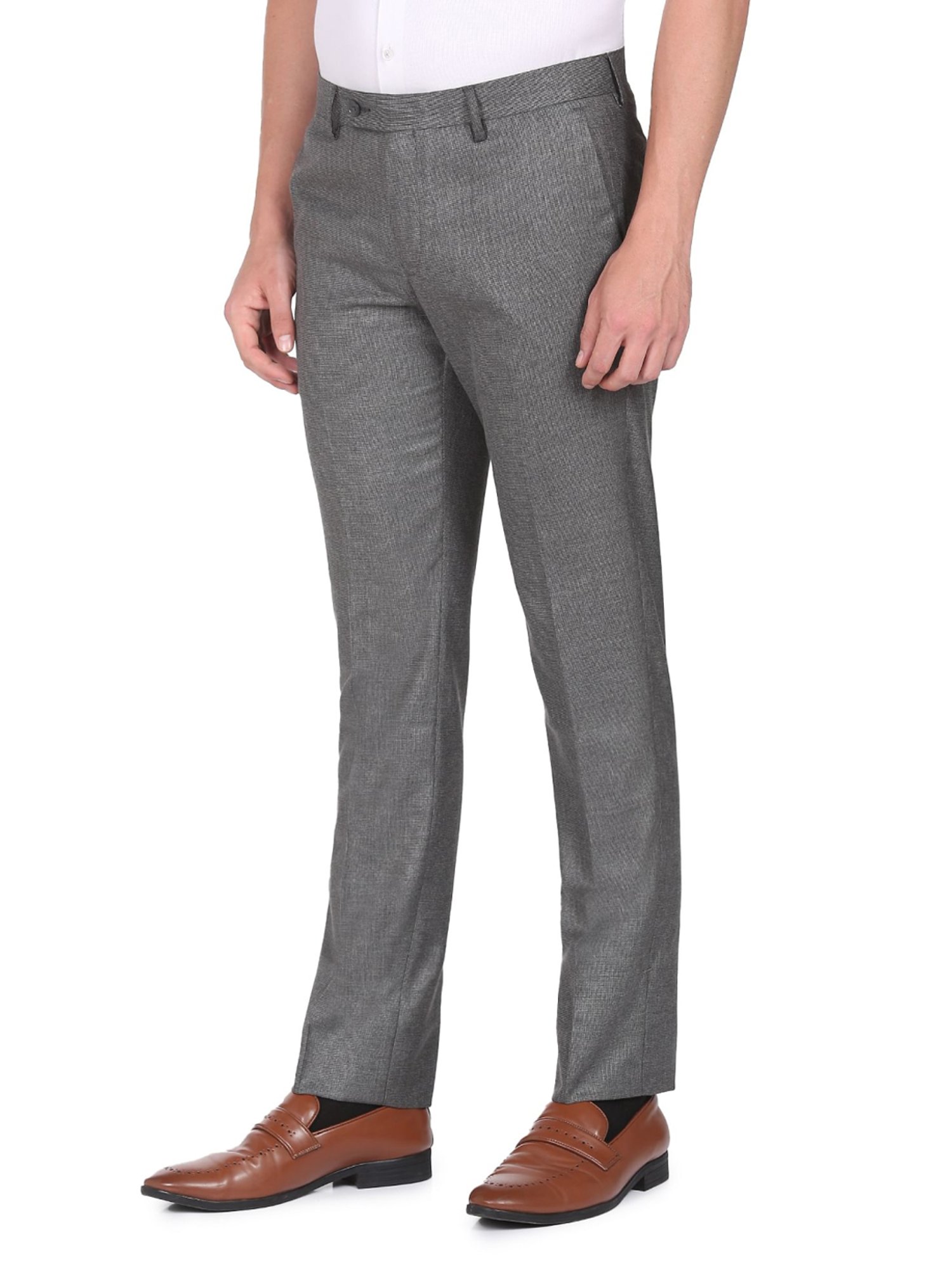 Arrow Grey Regular Fit Heathered Trousers