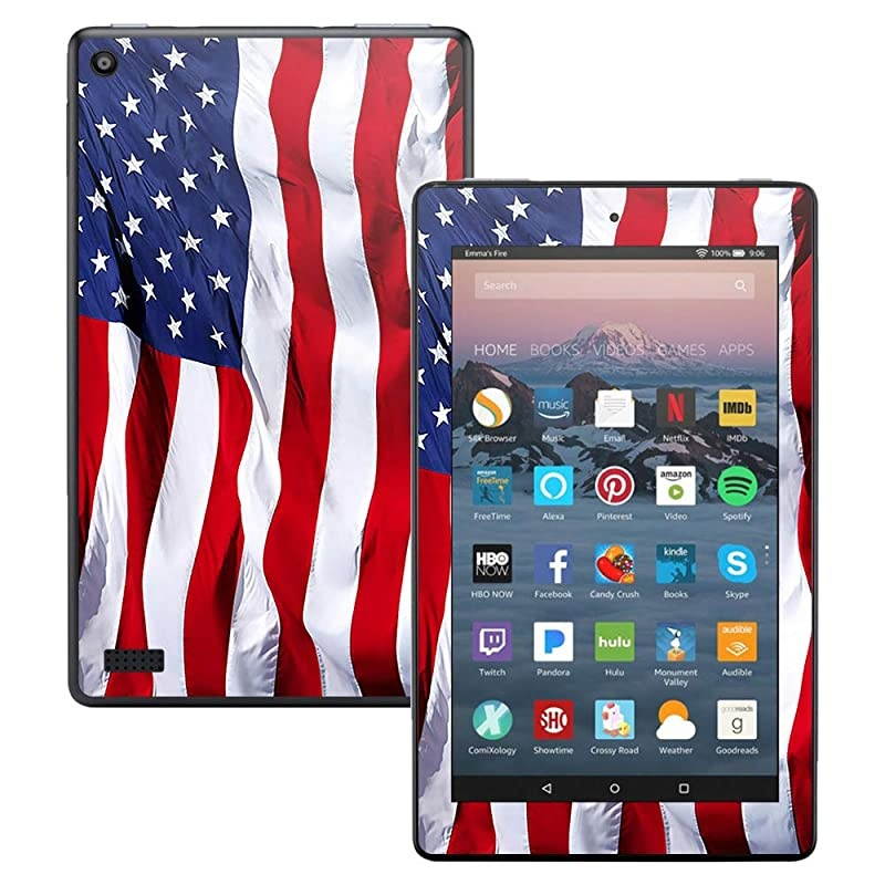 Skin Compatible with  Kindle Fire 7 2017 American Flag | Protective Durable and Unique Vinyl Decal wrap Cover | Easy to Apply Remove and Change Styles | Made in The USA