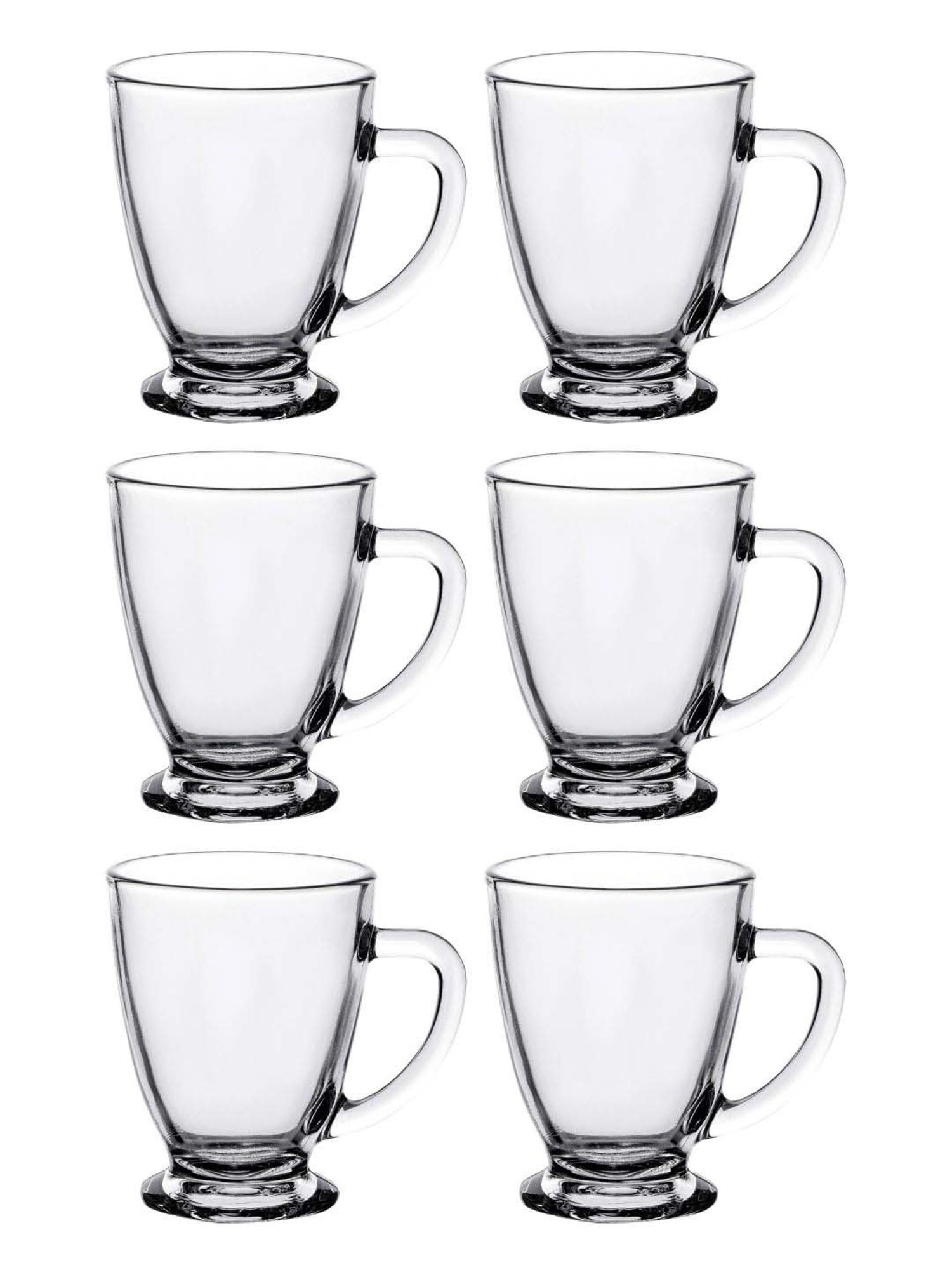 ROXX Antalya Transparent Glass Coffee Mug (0.23 L) - Set of 6
