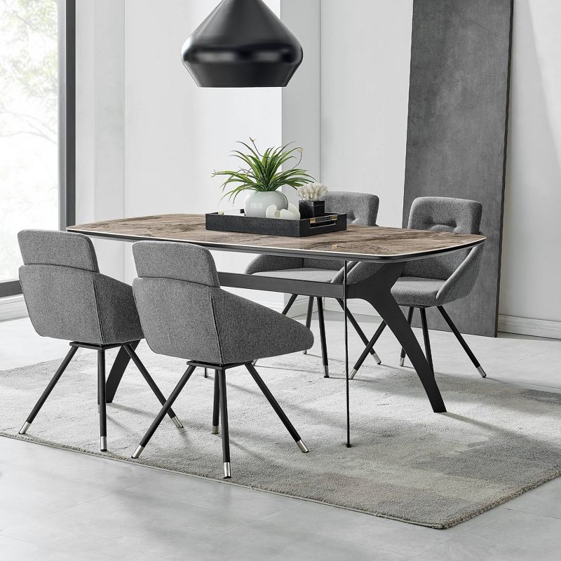 5pc Andes and Granada Rectangular Dining Set Gray - Armen Living