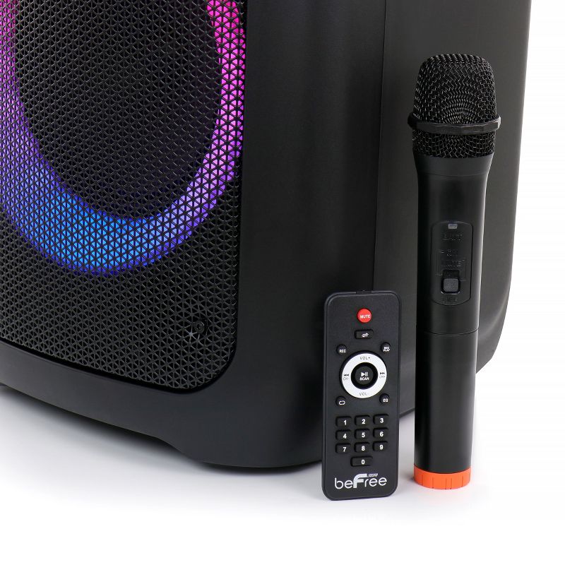 beFree Sound Dual 8 Inch Bluetooth Wireless Portable Party Speaker with Reactive Lights