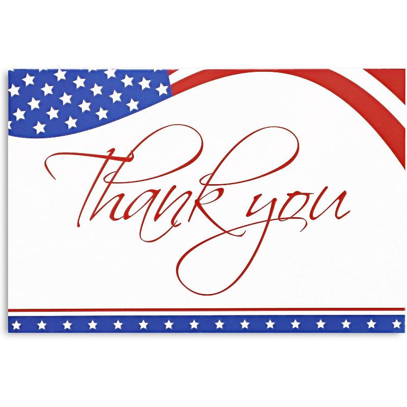 Pipilo Press 120 Count American Flag Thank You Cards with Envelopes Greeting Cards Bulk Boxed Set 4 x 6 in