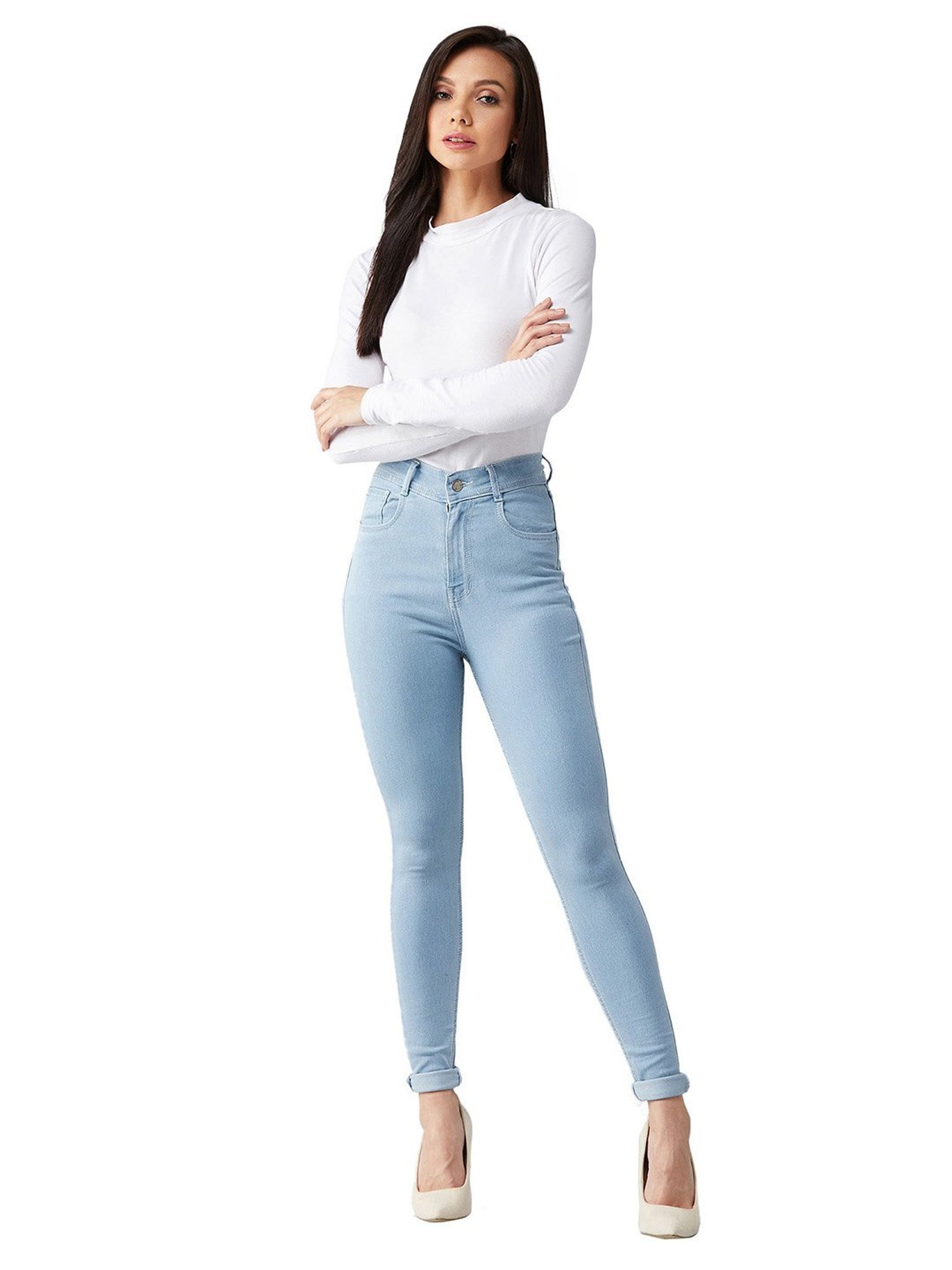 DOLCE CRUDO Light Blue Skinny Fit Jeans