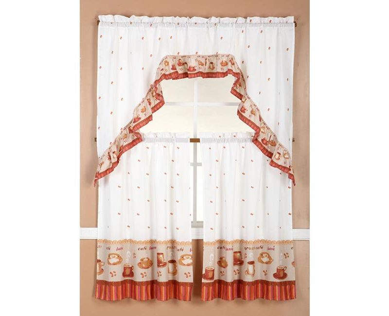 Ramallah Trading Ruffle Coffee Tier and Valance - 60 x 36, Multicolored