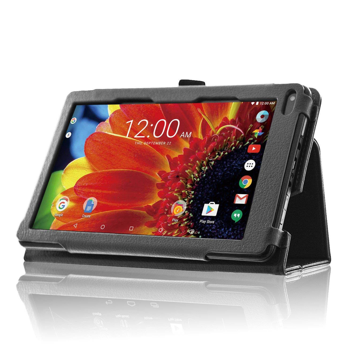 ACdream RCA Voyager 7 Case, Folio Premium PU Leather Cover Case for RCA Voyager (2016, 2017)/RCA Voyager II/RCA Voyager III RCA/RCA Voyager Pro 7" Android Tablet, Black