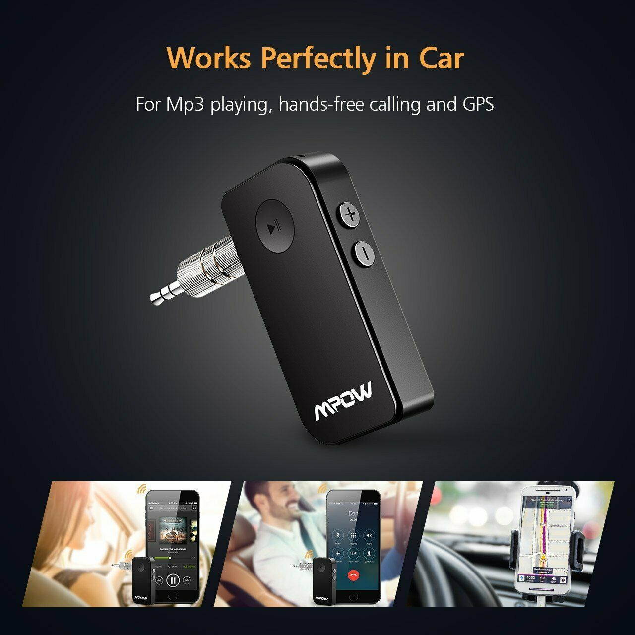 Mpow Bluetooth 4.1 Receiver Car Wireless Audio Music Adapter Receiver Hands-Free