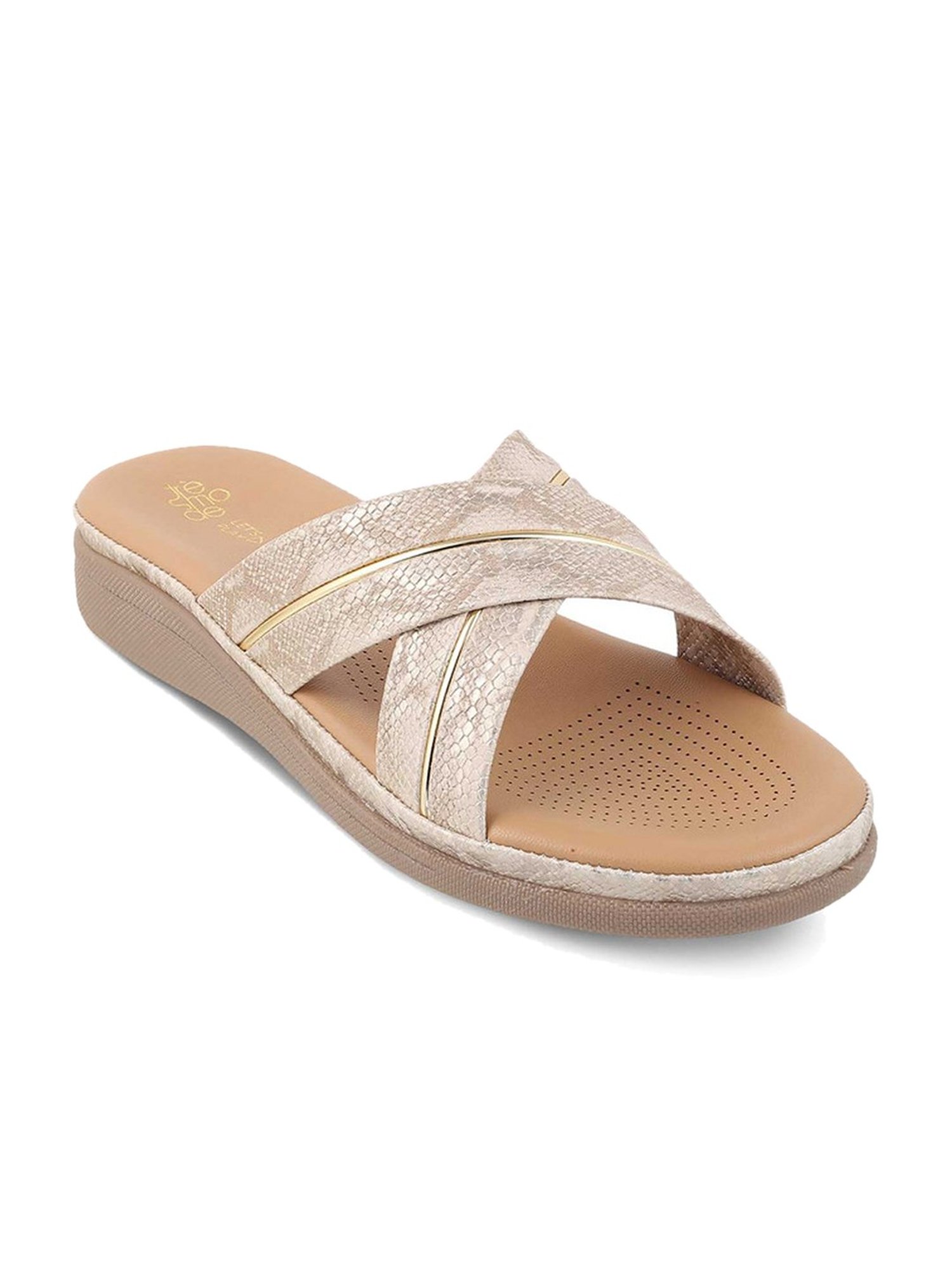 Tresmode Women's Golden Cross Strap Sandals