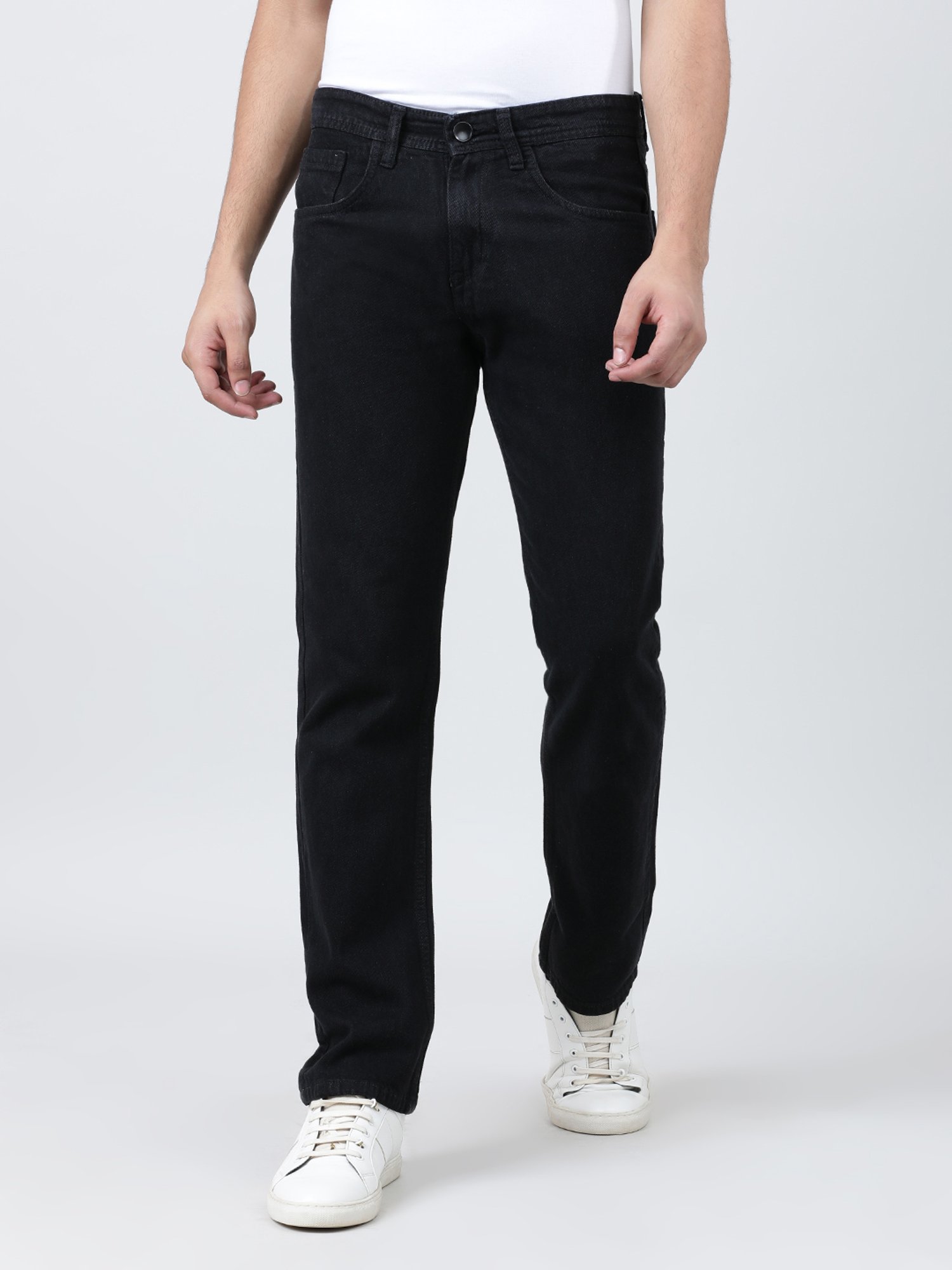 IVOC Black Regular Fit Cotton Lightly Washed Jeans