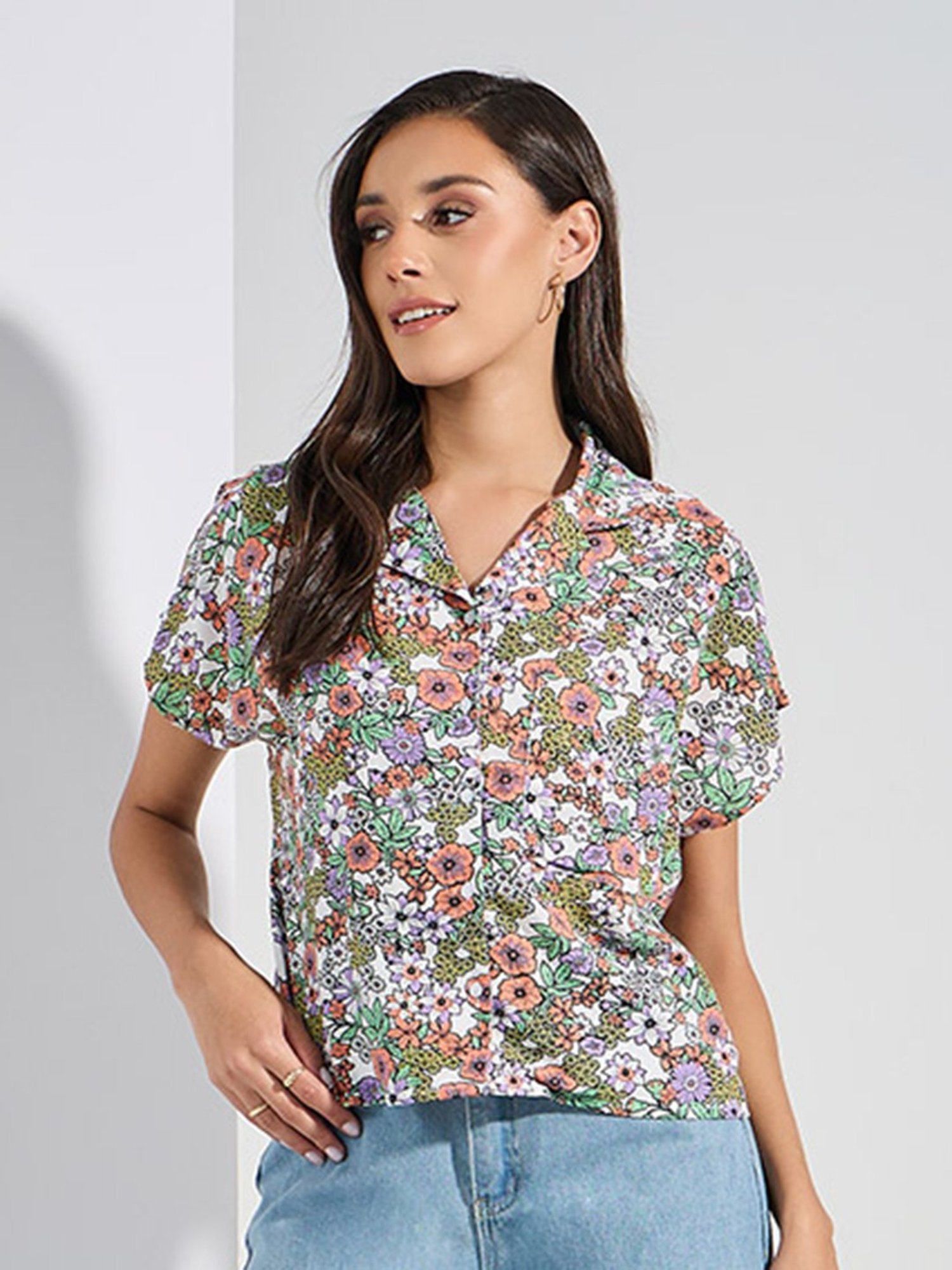 Styli Multicolor Floral Print Top