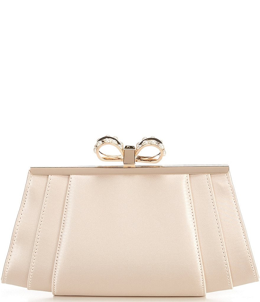 Kate Landry Pearl Top Bow Frame Clutch Bag