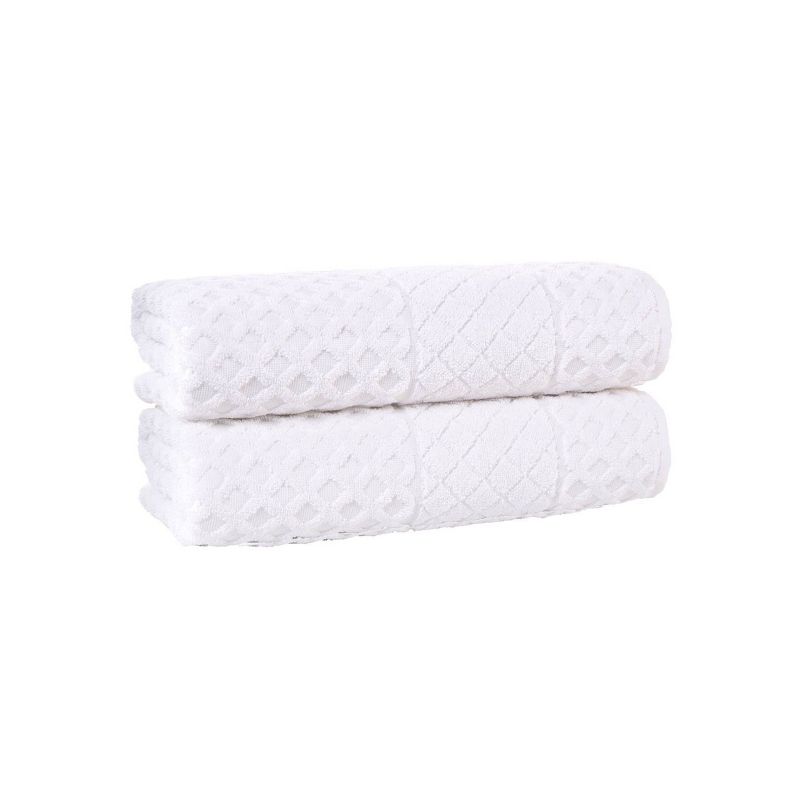 2pc Glossy Turkish Cotton Bath Towel Set White - Enchante Home