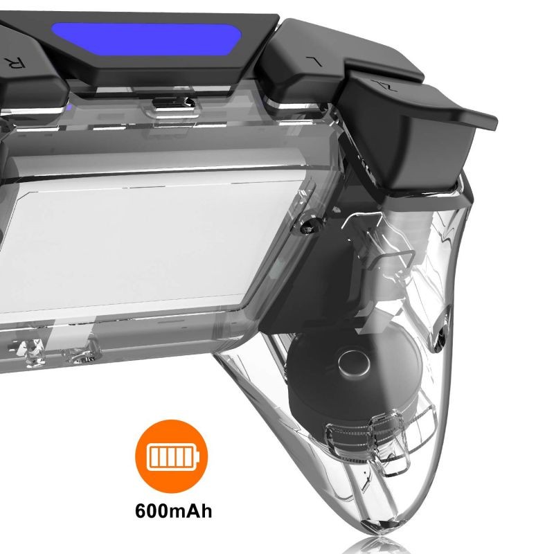 Clear Transparent Rapid Fire Wireless PS4 Game Controller,6-Axis Motion Sensor Dual Vibration Gamepad for Play Station 4 Built in Speaker and 3.5mm Headphone Jack,Support Turbo Function