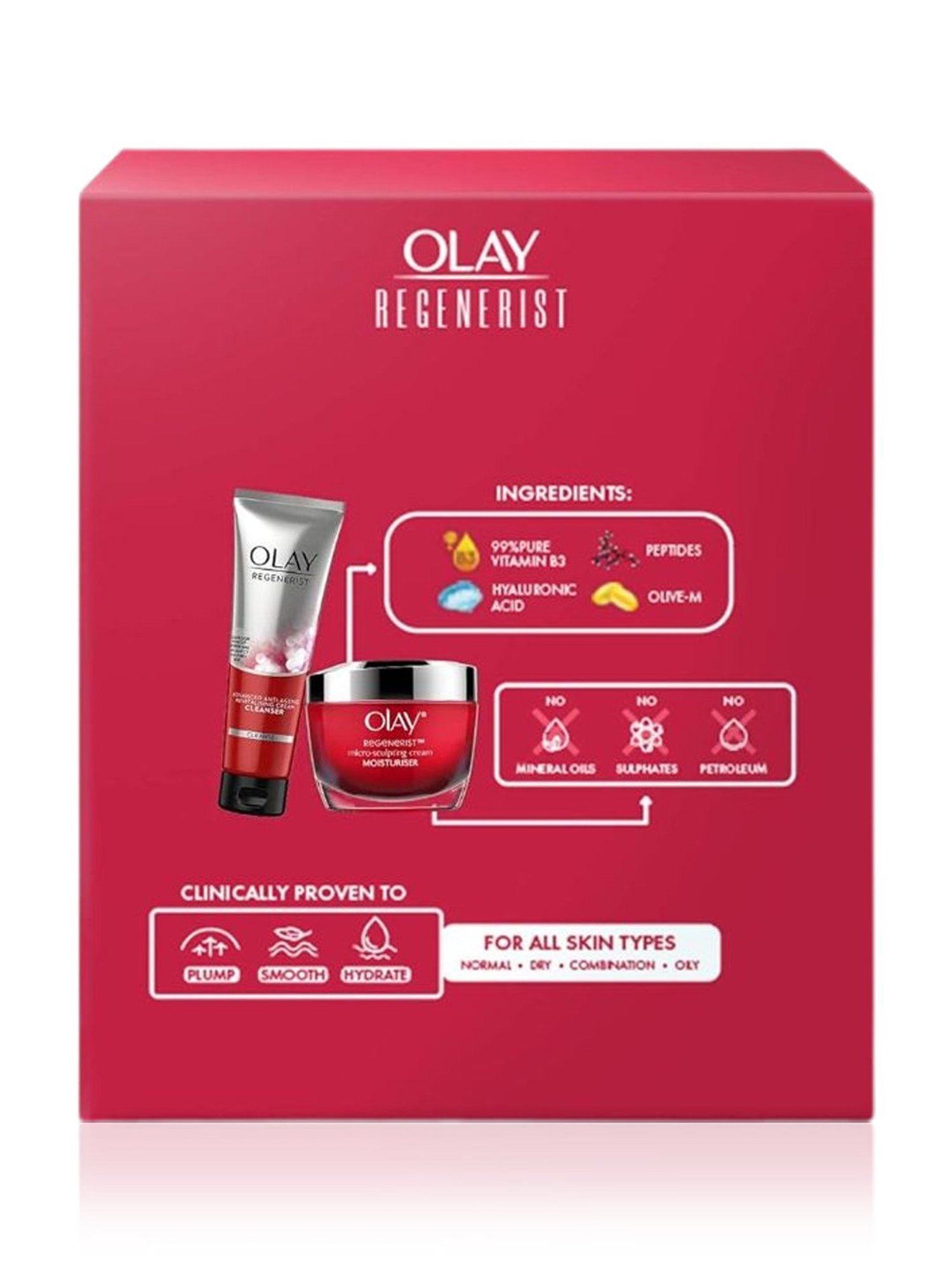 Olay Regenerist Micro-Sculpting Cream Moisturiser with Regenerist Advance Cream Cleanser Combo