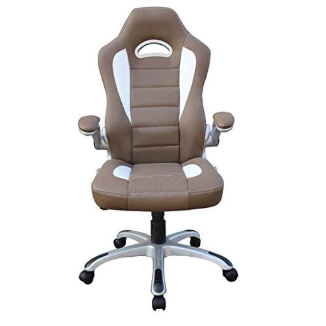 Techni Mobili High Back Sport Race Office Chair with Tilt and Height Adjustment, Executive Task Chair with Armrest and Non Marking Caster Wheels, Camel