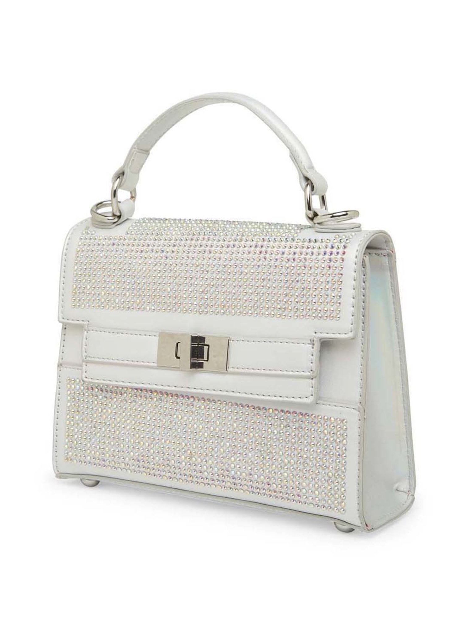 Call It Spring BULLETPROOF100 White Embellished Medium Satchel Handbag