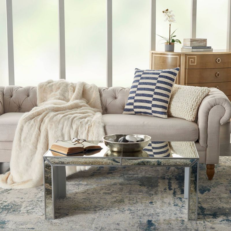 20"x20" Striped Print Oversize Square Throw Pillow Navy - Nourison