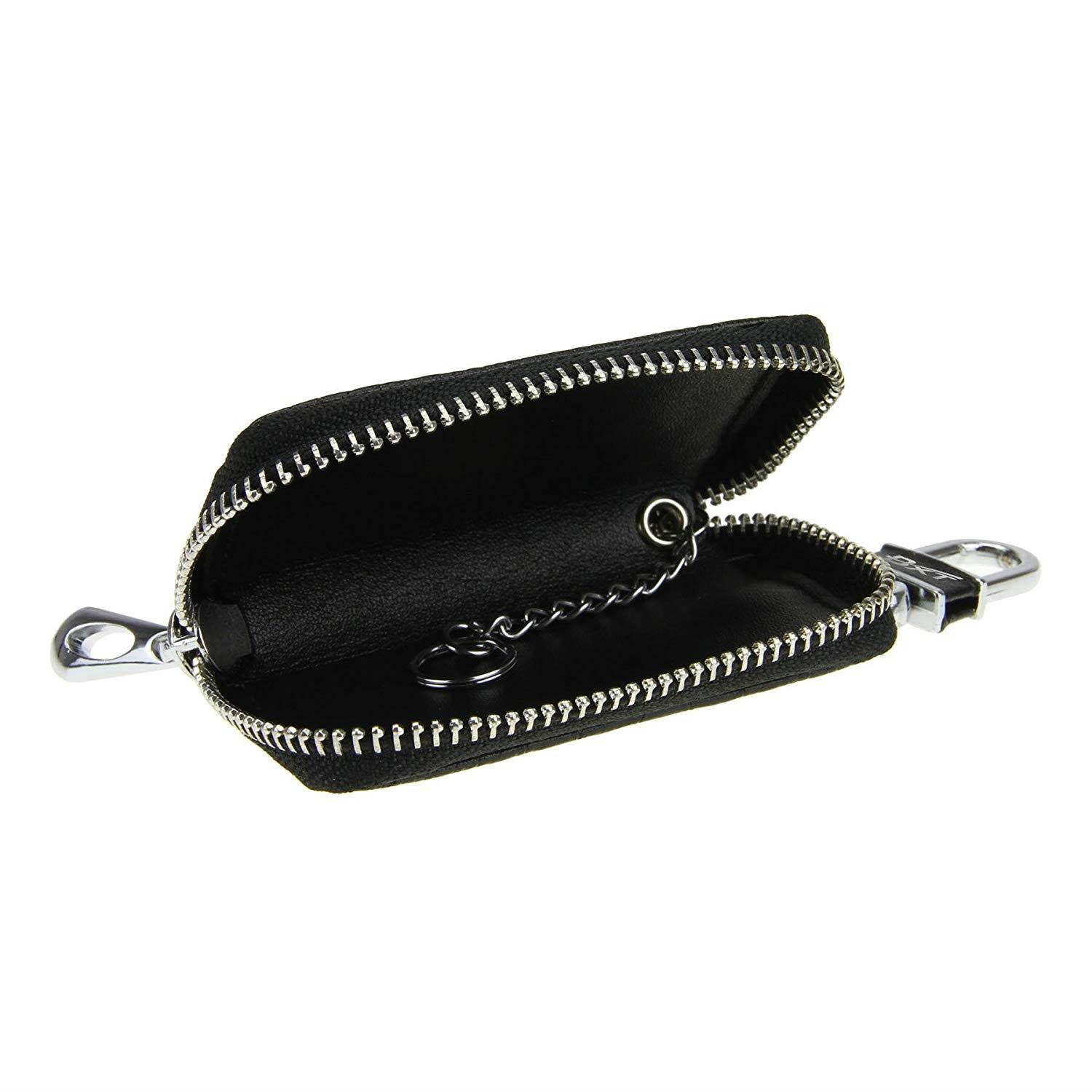 Womens Mens Luxury Delicate Crocodile Genuine Leather Pocket Size Key Pouch Bag Solid Color Zipper Universal Car Smart Key Case Holder Coin Purse Wallet Key Ring Hook Keychain Tags