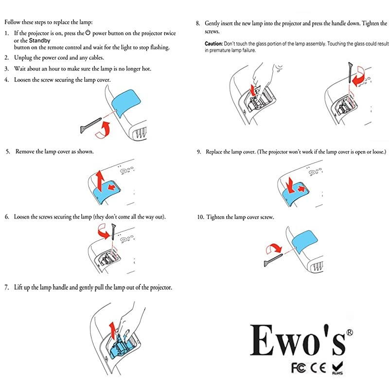 Replacement Projector Lamp for ELPLP96 Epson Powerlite Home Cinema 2100 2150 1060 660 760hd VS250 VS350 VS355 EX9210 EX9220 EX3260 EX5260 EX7260 X39 W39 S39 109W V13H010L96 Lamp Bulb Replacement