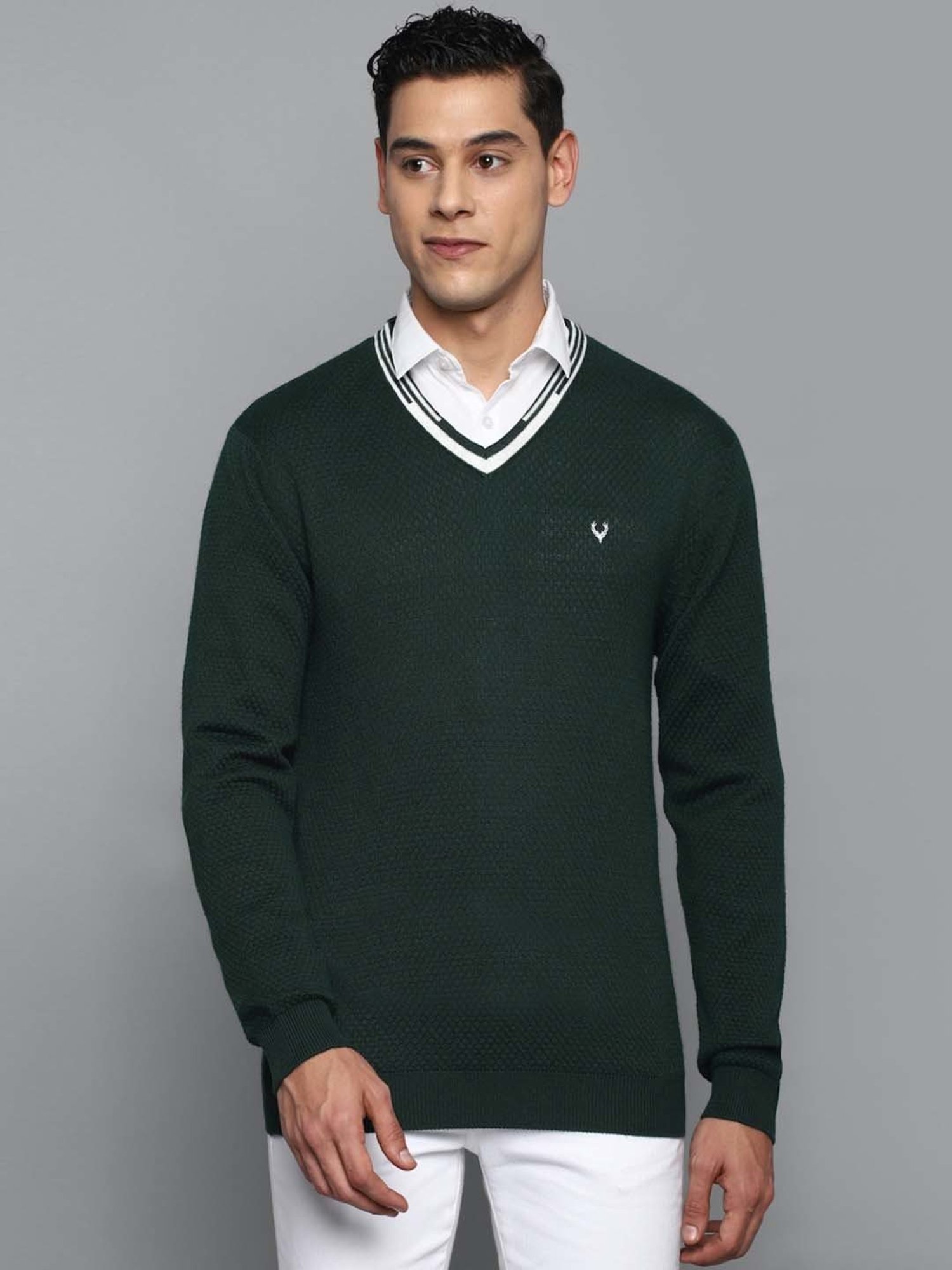 Allen Solly Green Regular Fit Sweater