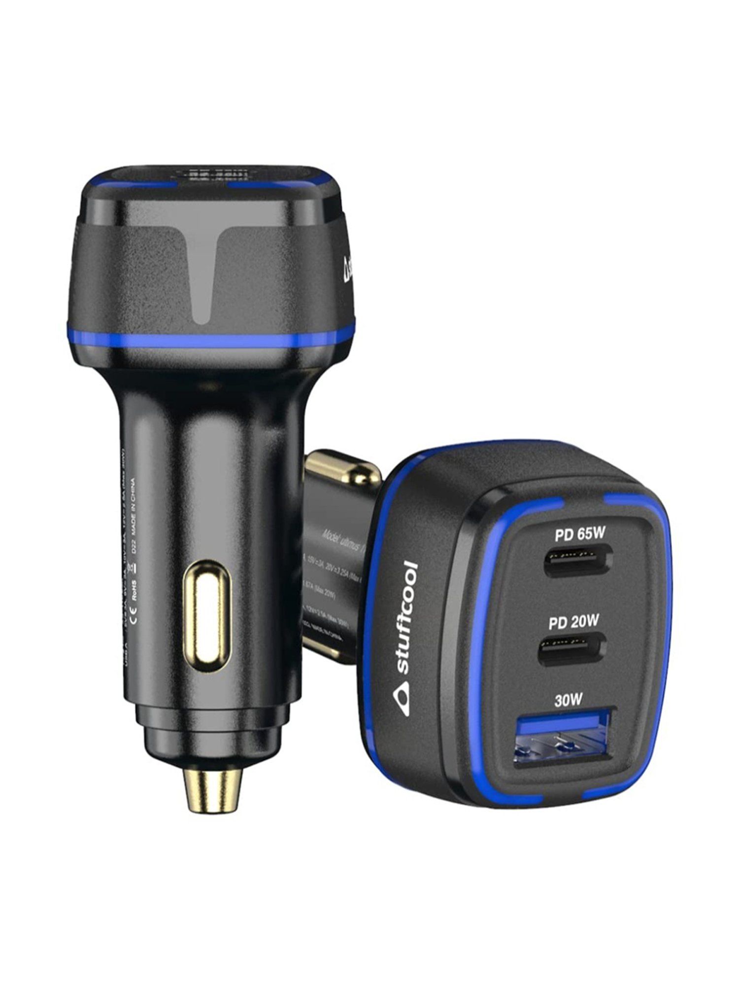 Stuffcool Ultimus 115 3 Port Car Charger 115W Output (Black)