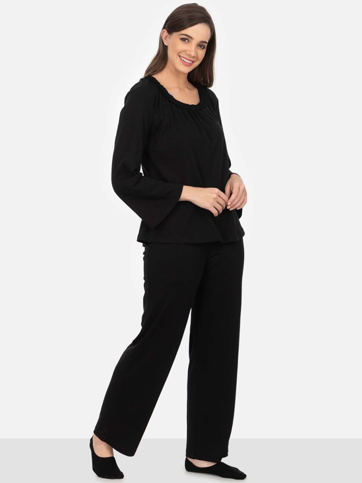 The Calm Collective Black Emma Knit Pajama Set