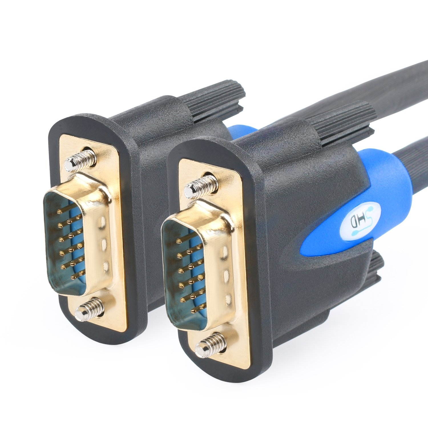 cables direct online 15ft svga + audio monitor cable, male to male 1080p super vga display cord for pc projector laptop tv