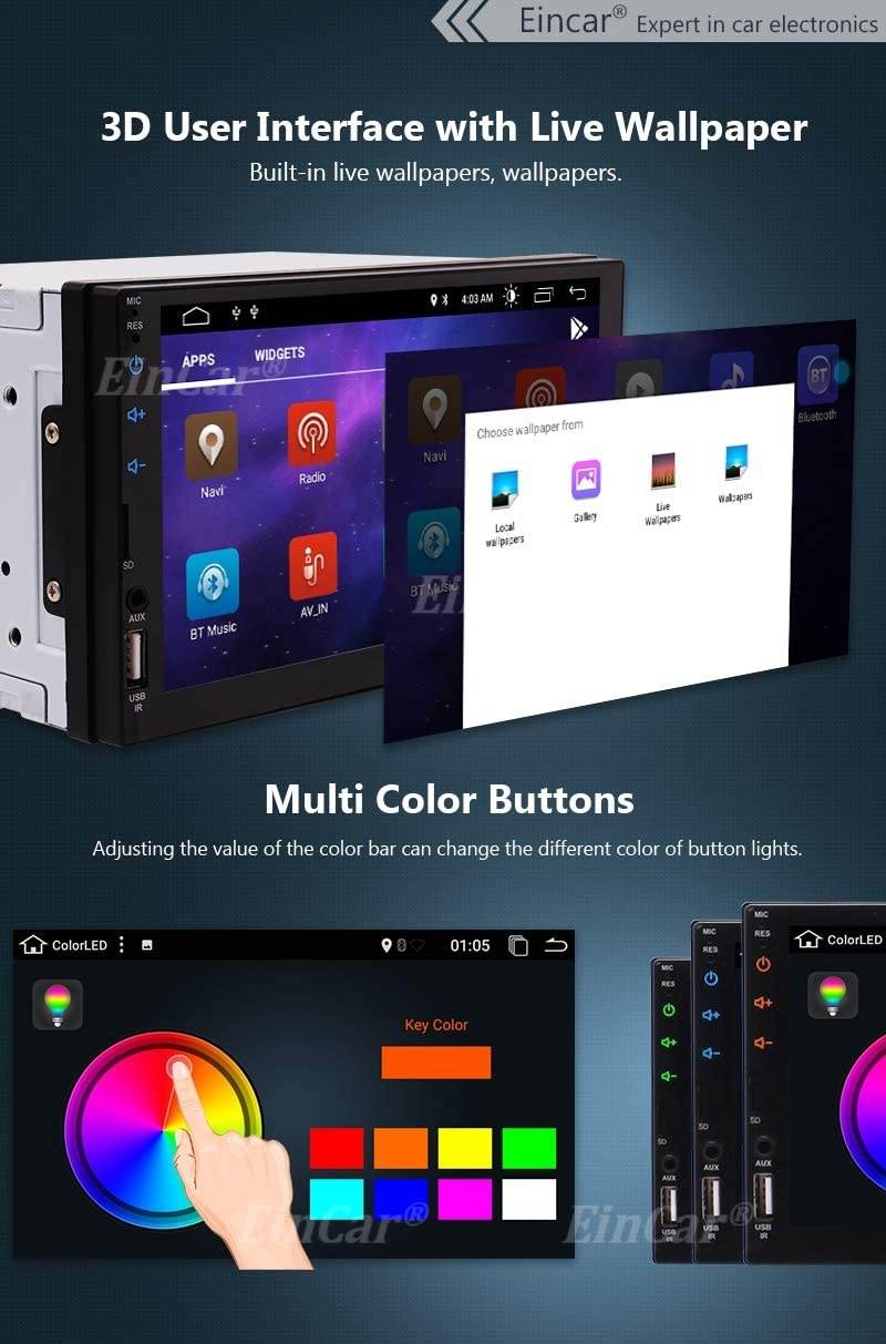 EINCAR Android Car Stereo Touch Screen Car Radio with Bluetooth 2 Din in Dash Double Din GPS Navigation FM/AM RDS Radio Auto HD Video Player Head Unit AUX WiFi Mirrorlink Remote Control+Backup Camera