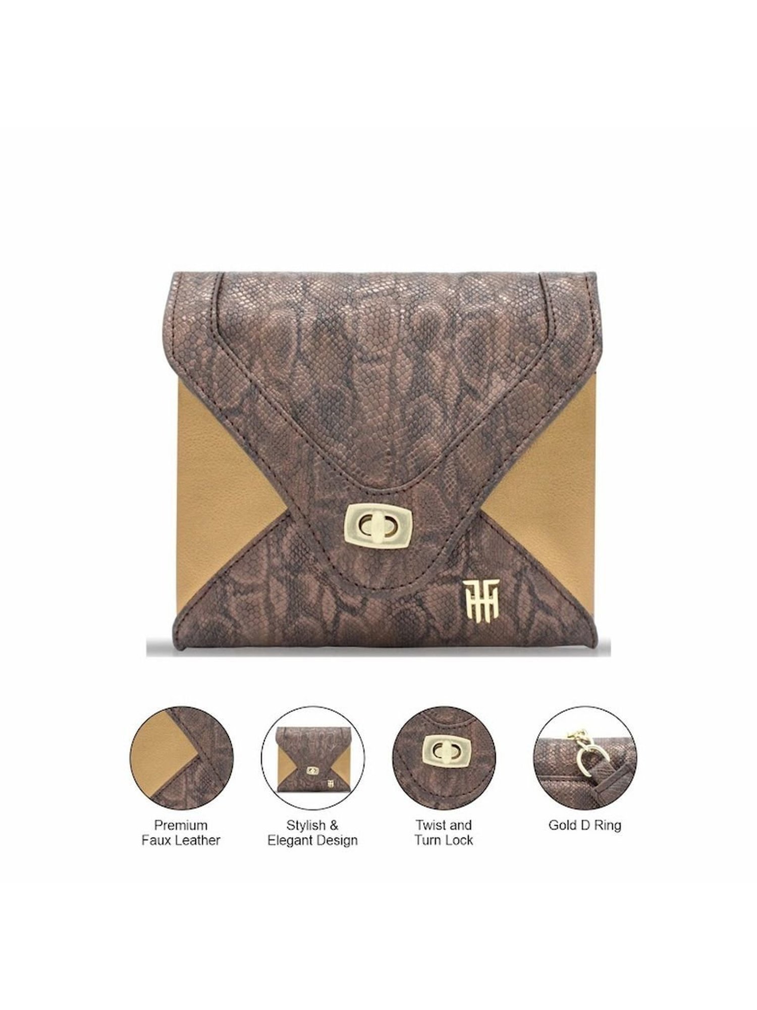 THE HOLISTIK Glititer Brown & Bronze Textured Medium Handbag