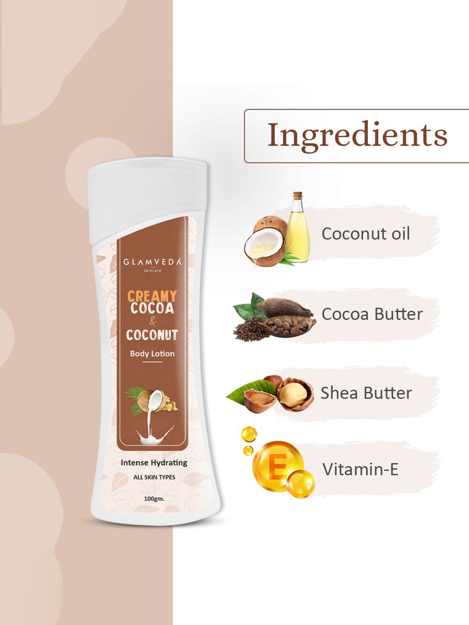 Glamveda Creamy Cocoa & Coconut Body Lotion - 100 gm