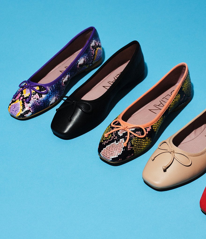 Deltan Quinn Leather Square Toe Ballet Flats