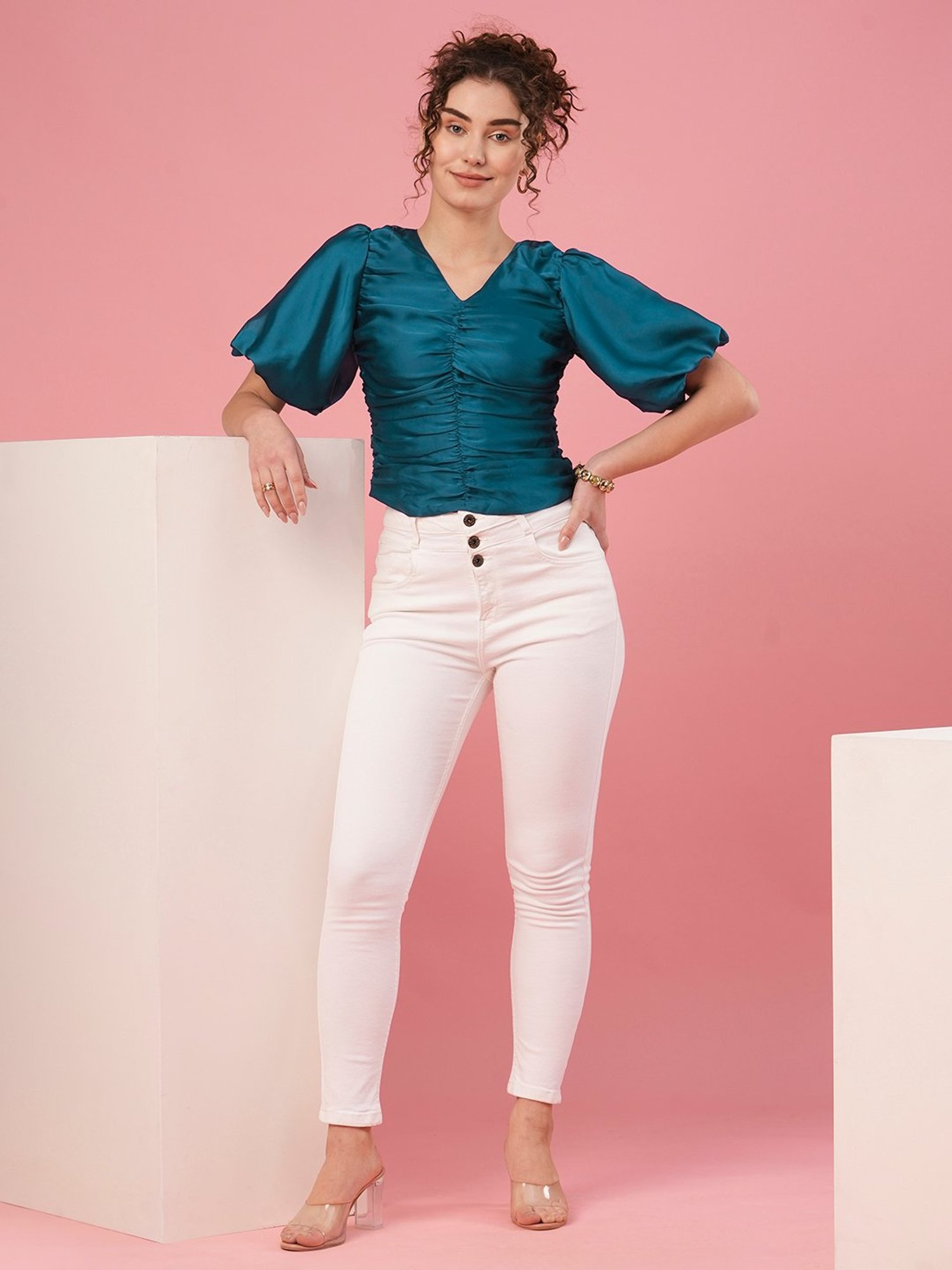 Globus Teal Regular Fit Top