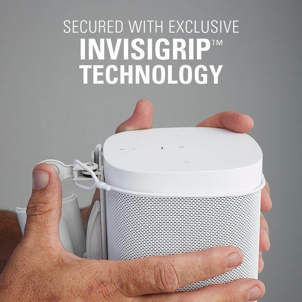 Sanus Wireless Speaker Wall Mount Sonos ONE, Play:1, Play:3 - Tool Free Tilt & Swivel Adjustments for Best Audio - Single (White) - WSWM21-W1