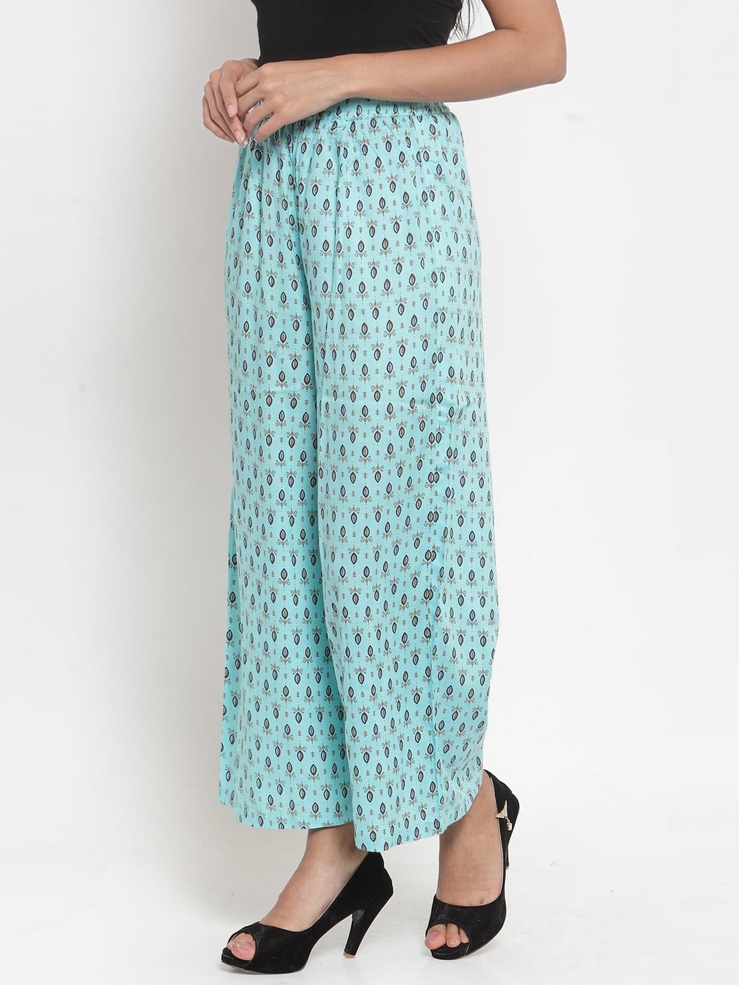 Indibelle Turquoise Printed Palazzos