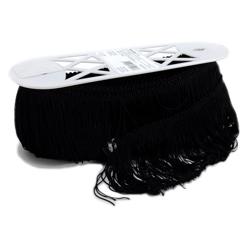 Simplicity Polyester Fringe 4"X9yd-Black