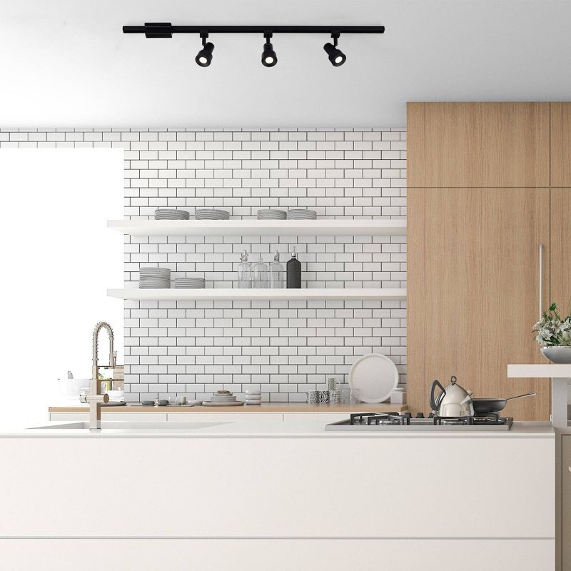 6.5" LED 3-Light Step Linear Track Pendant Black - Cresswell Lighting