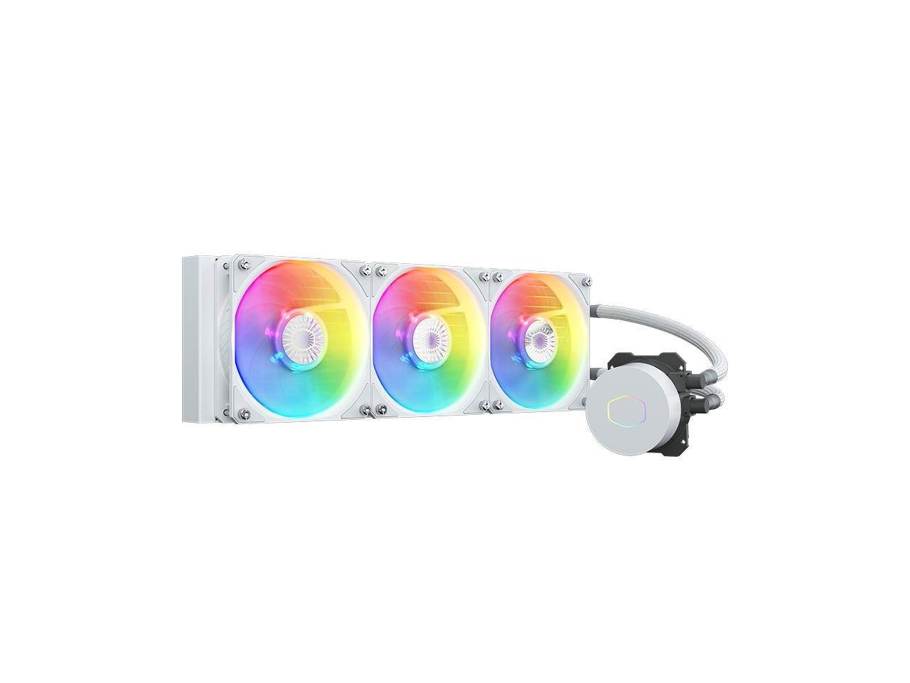 Cooler Master MasterLiquid B360 White Edition ARGB Liquid Cooler, Integrated water-cooled desktop silent CPU cooler, the third generation MasterPump double cavity cold head, AMD 650~1800RPM&plusmn;10%