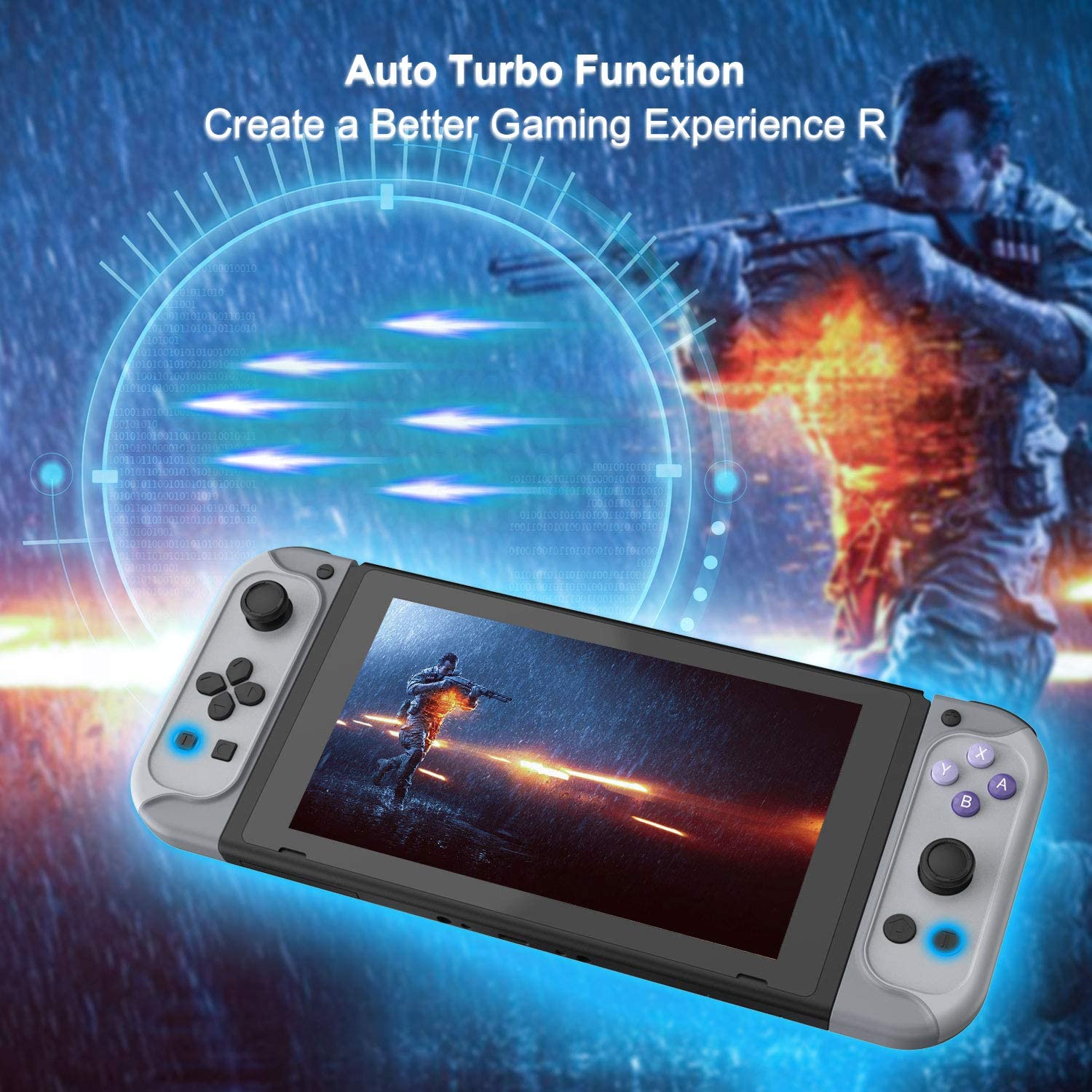 Switch Joy Pad Replacement for Switch,Switch Joy-con(L/R) Remotes Controller with Turbo,Motion Control & Dual Shock,Built-in Games Props Function-Wired/Wireless Switch Controller-Gray