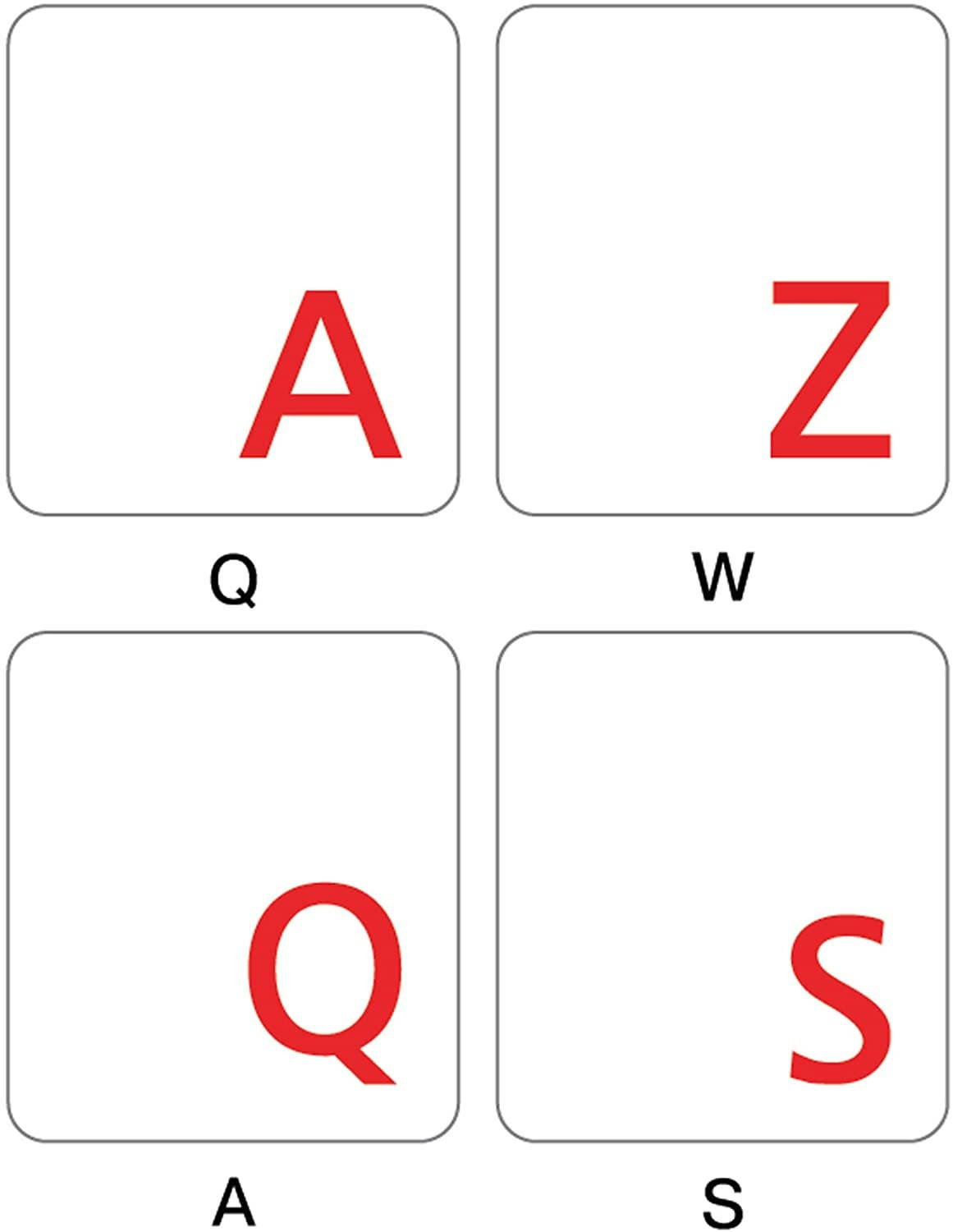 French Azerty Transparent Keyboard Label Red