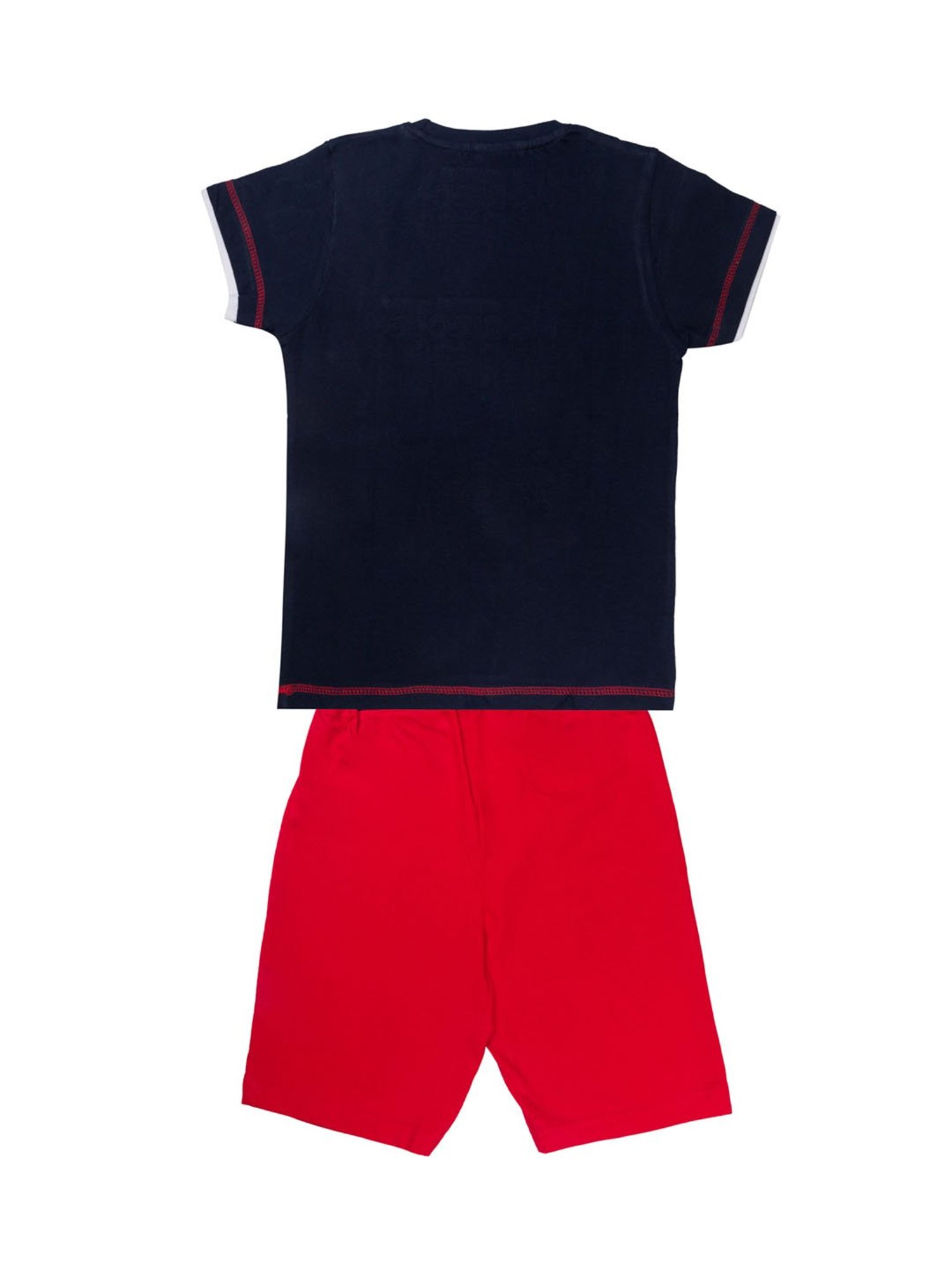 Todd N Teen Kids Printed Navy & Red T-Shirt with Shorts